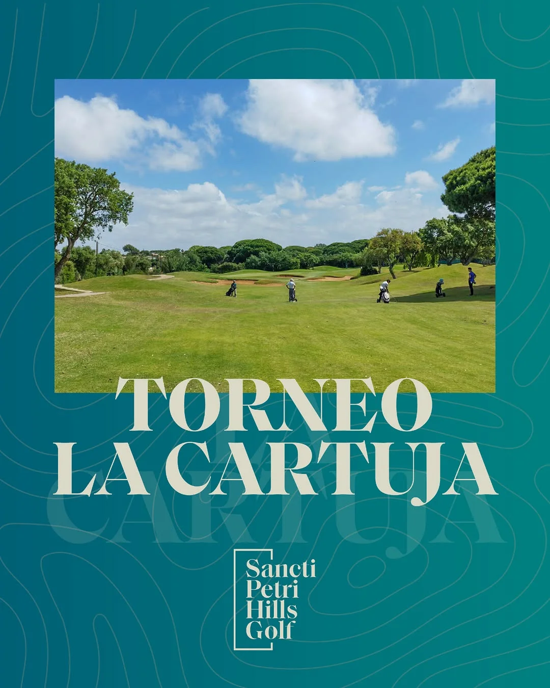 Hoyo con lago y palmeras del campo durante el torneo Sancti Petri Hills