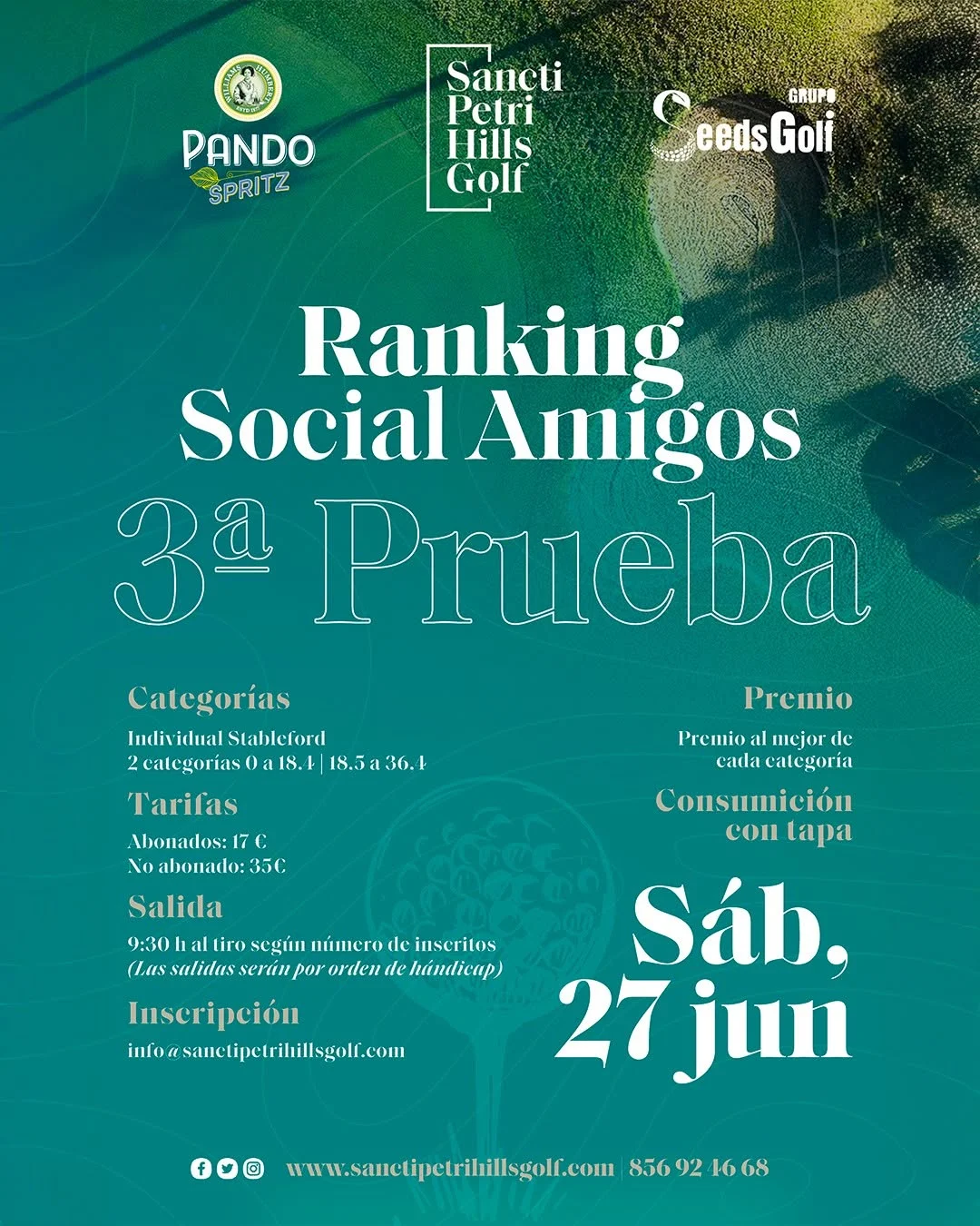 Cartel oficial de la 3ª Prueba del Ranking Social Amigos 2026 en Sancti Petri Hills Golf